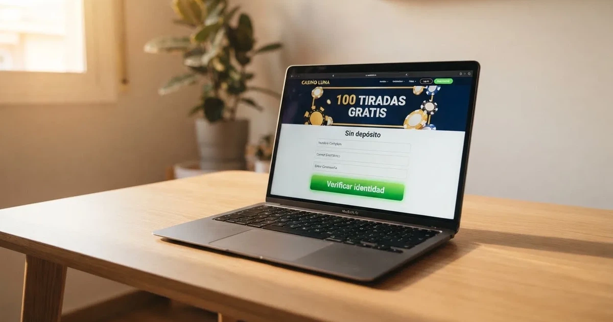 Interfaz de un casino online español con una oferta de 100 tiradas gratis sin depósito destacada en la pantalla de registro