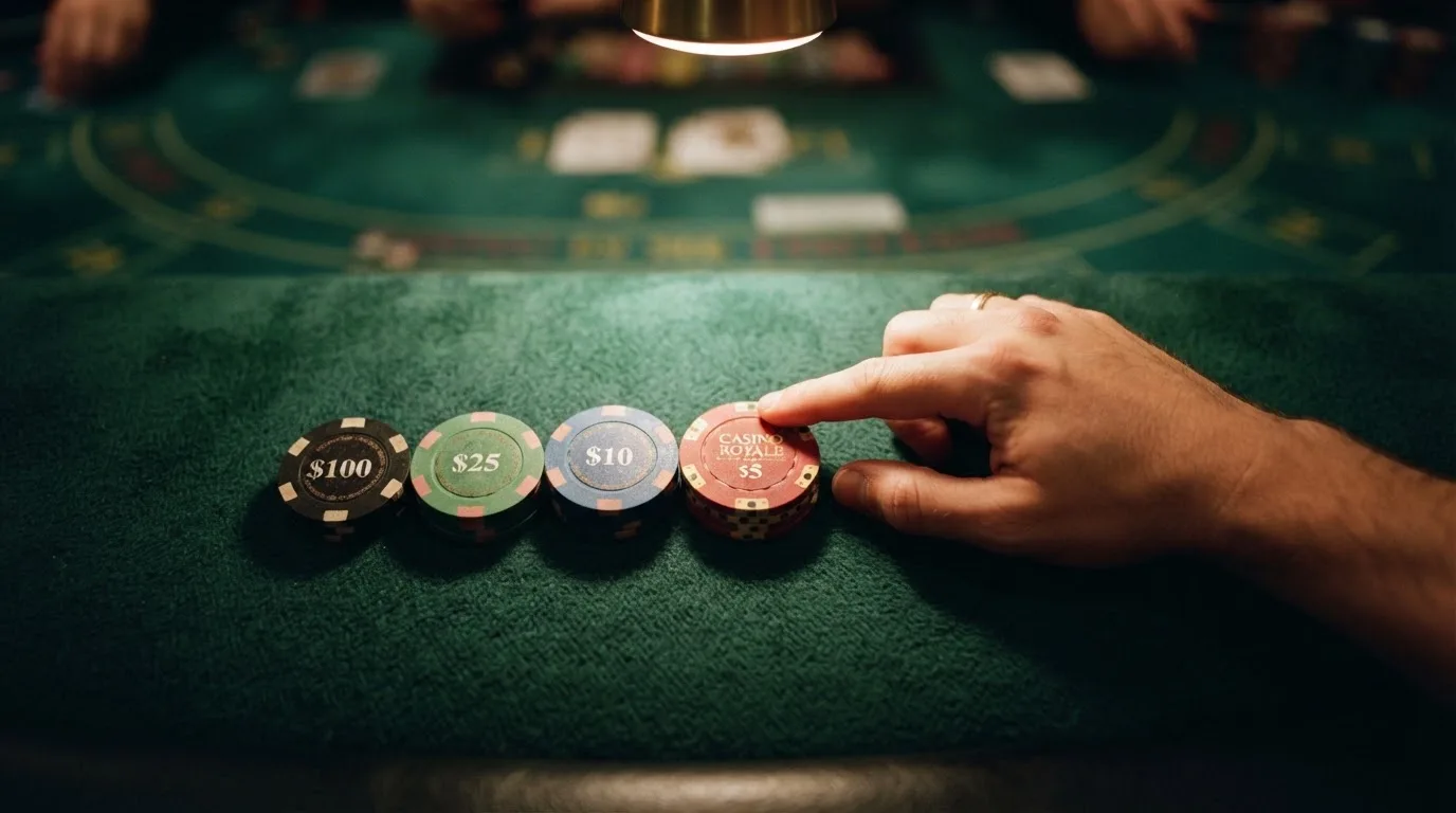 Varias fichas de casino con los nombres de los operadores analizados, ordenadas por valor real del bono de cumpleaños