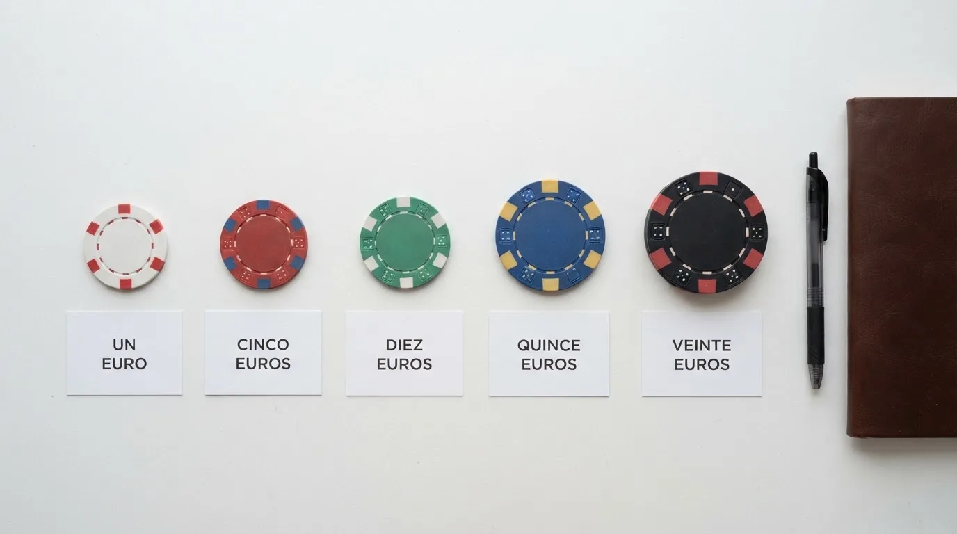 Tabla con los logotipos de diez casinos online españoles ordenados por su depósito mínimo, del más bajo al más alto