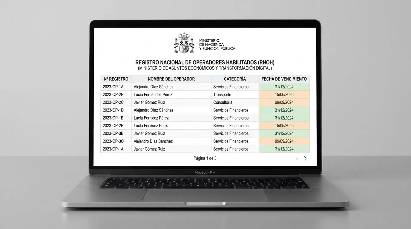 Una captura de pantalla del registro público de operadores con licencia en la web oficial ordenacionjuego.es mostrando varias licencias activas junto a los logos de la DGOJ y de la Unión Europea