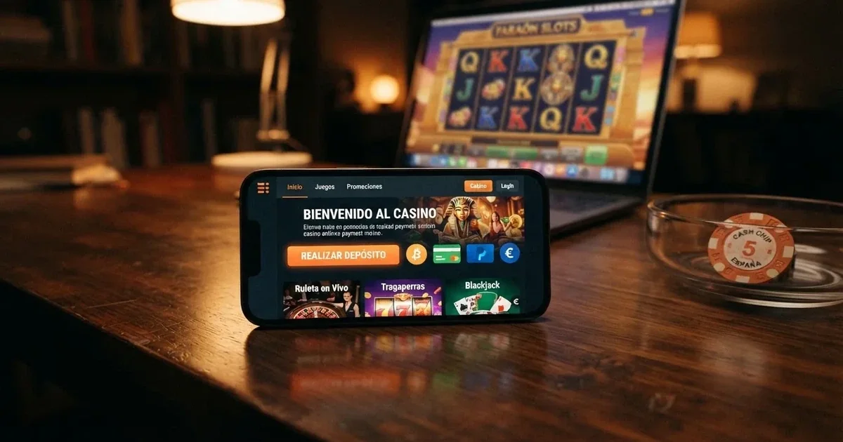 Pantalla de un casino online que muestra la opción de depósito con bitcoin junto a métodos de pago tradicionales