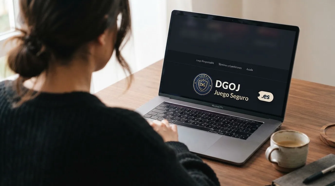 Sello de la Dirección General de Ordenación del Juego visible en el pie de página de un casino online con dominio .es